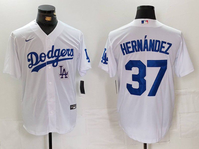 Men Los Angeles Dodgers #37 Hernandez White Nike Game 2024 MLB Jersey style 7244->cleveland indians->MLB Jersey